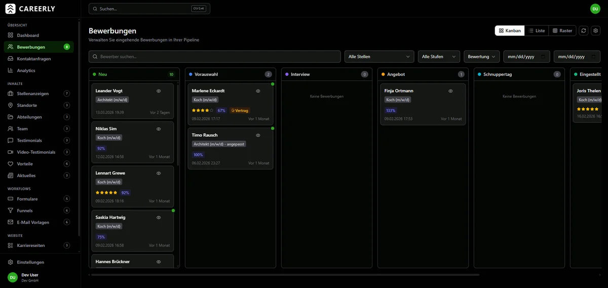 Careerly Bewerbermanagement — Screenshot