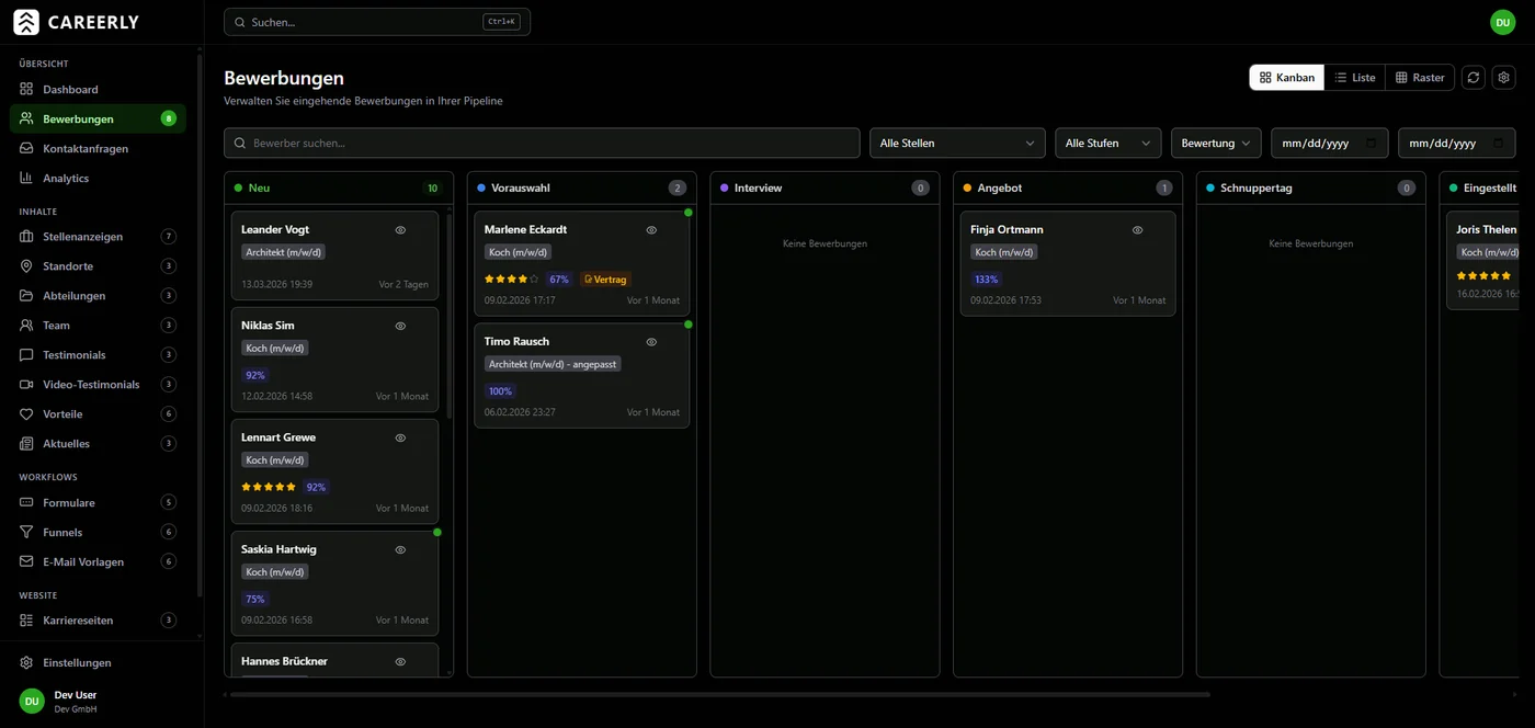 Careerly Bewerbungen — Screenshot