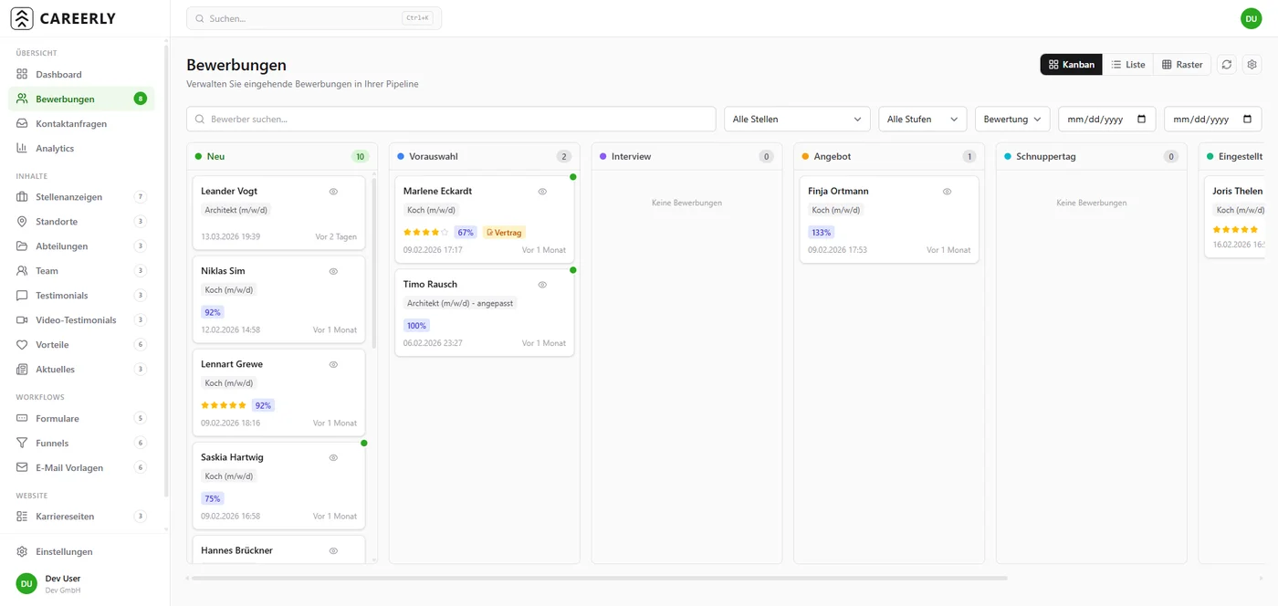 Careerly Bewerbungen — Screenshot