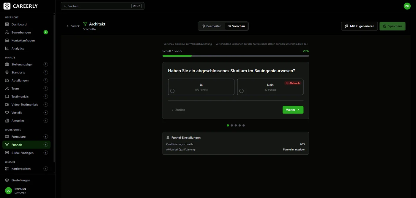 Careerly Formulare — Screenshot